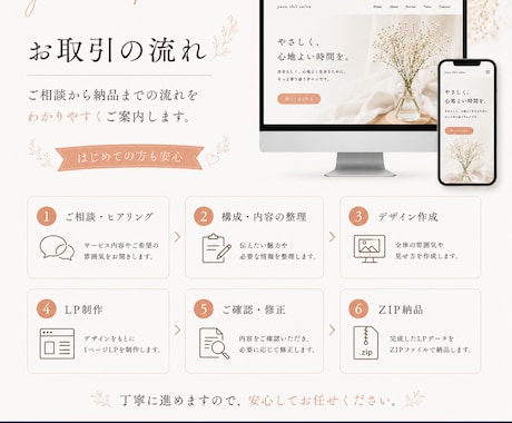 魅力が伝わるやさしいLPを制作します 想いやサービスの魅力を1ページに整えます イメージ2