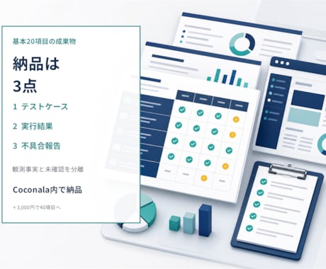 Webサービスの受入テストを設計・実行します 20項目の確認表と不具合報告を納品 イメージ2