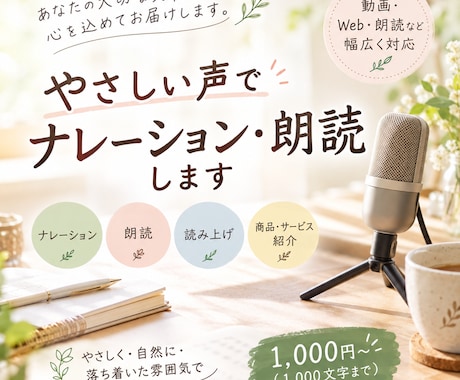 やさしい声で、ナレーション・朗読・文章を読みます イメージ1