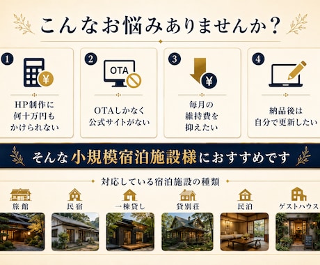 宿泊施設専門_GoogleサイトでHPを制作します 一棟貸・民泊等小規模施設向け 低コスト&自分で更新できるHP イメージ2