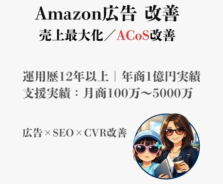 Amazon広告SEO改善 コンサルします ACoS・ROAS改善・売上最大化を支援します イメージ1