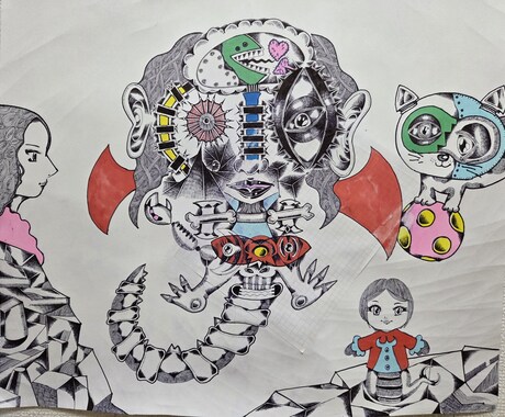 オリジナル絵画・イラスト作品を依頼で描きます 特徴的な絵柄のオリジナルの絵をお客様のご要望に応えて描きます イメージ2