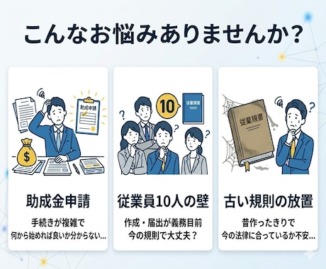 法改正・助成金対応の就業規則を低価格で作成します 独自システム×社労士の目。費用を抑えスムーズに納品 イメージ2