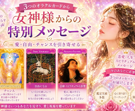 貴方様へのスペシャルメッセージお伝えします この恋どうなる?3つのオラクルカードで占います イメージ1