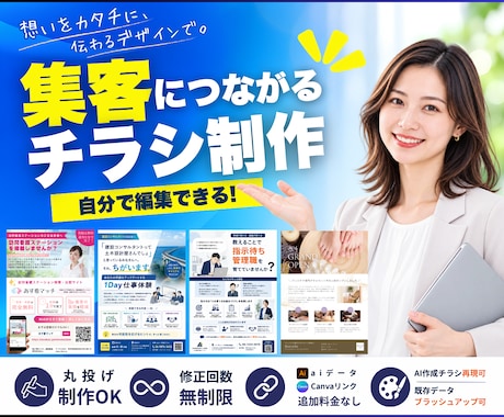 納品後も編集できるチラシ・フライヤーを作成します イメージ1