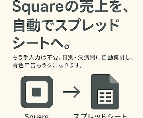 Square売上データを自動集計します Square売上を自動集計。もう手入力はいりません。 イメージ1