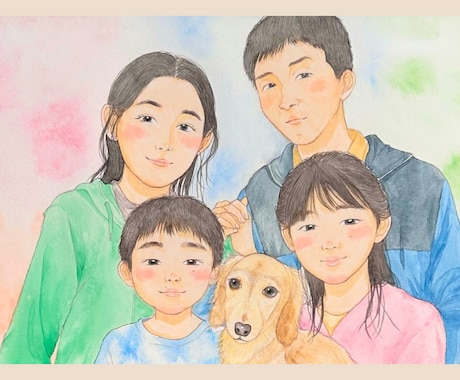 似顔絵｜家族・子供・ペットを写真から優しく描きます プレゼント・誕生日・記念日・還暦祝いなどの贈り物に◎ イメージ2