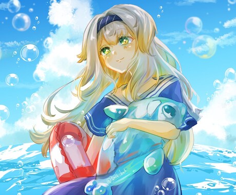 きらきら可愛いポップな世界観で一枚絵を描きます 配信用、イベント、SNSアイコン等、商用利用○ イメージ1