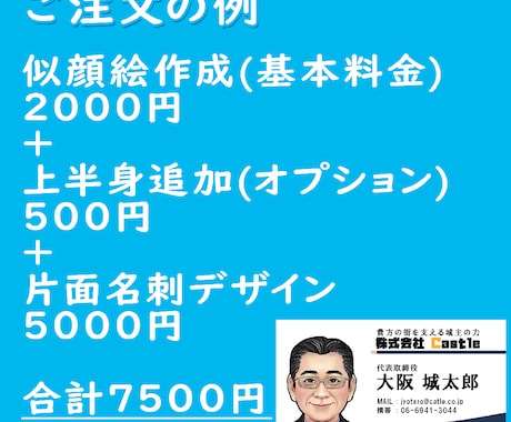似顔絵ゆっきーの本格名刺☆成果に繋がる名刺作ります 名似と顔絵を一貫して作るから出来る最高の品質と低価格!! イメージ2