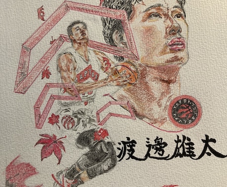 写真から制作、ミニバスの思い出を色鉛筆で描きます あの日のプレーを1枚の手描きイラストに！ イメージ1