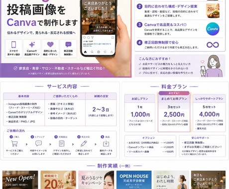 Instagram投稿画像をCanvaで制作します Instagram投稿画像を1枚から丁寧に制作 イメージ1