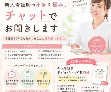 新人看護師の不安受け止めます 新人看護師のお悩み相談チャットでお聞きします イメージ1