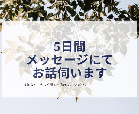 5日間メッセージでお話を伺います ゆっくり話す時間が無い方、うまく話す自信が無いあなたへ イメージ1