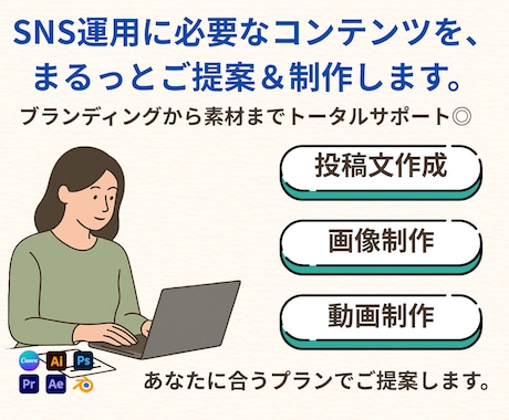 Instagram・Xなどのマーケ支援します 運用にお疲れの方・投稿にお悩みの方に！ イメージ1