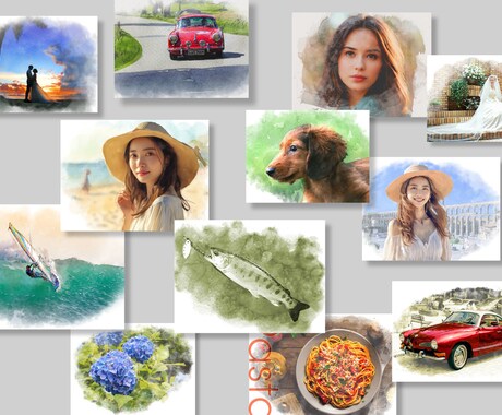 お手持ちの画像を水彩画風にいたします 大切な人、ペットなど、画像を水彩画風の似顔絵にいたします。 イメージ1