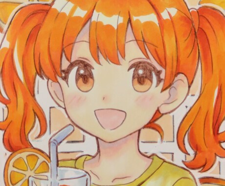 コピックでふんわり可愛い女の子を描きます 手描きの温かさを大切に仕上げるアナログ作品です イメージ1