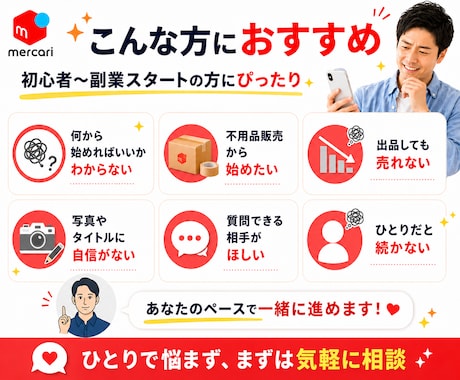 メルカリの基礎的な販売テクニックを教えます 初心者の方や副業として取り組み始めている方におすすめです イメージ2