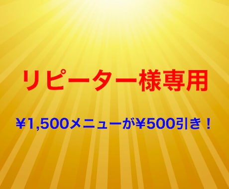 いつもありがとうございます ☆リピーター様専用☆¥1,500メニューが¥500引きです♪