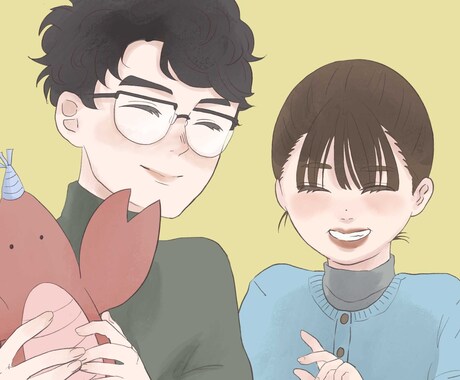 カップル、ご家族、ペットの似顔絵書きます 雰囲気を大切に描かせていただきます。 イメージ2