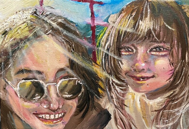 小さいキャンバスに油絵で似顔絵制作します お手軽な価格、サイズでお部屋に2人に思い出を飾りませんか イメージ1