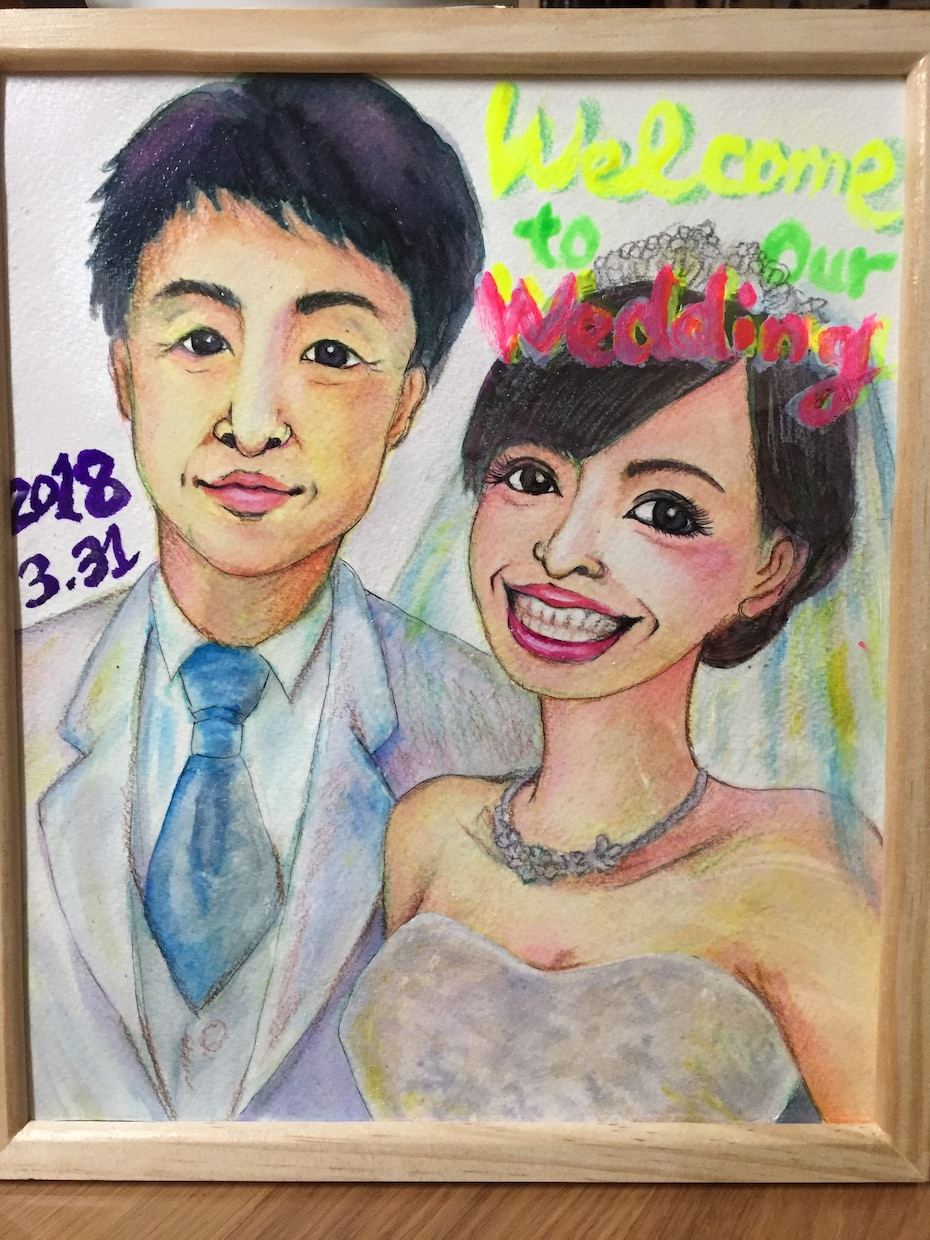 手描き★似顔絵・ウェルカムボード作成いたします 結婚式にて、御祝い、贈り物に是非！ イメージ1