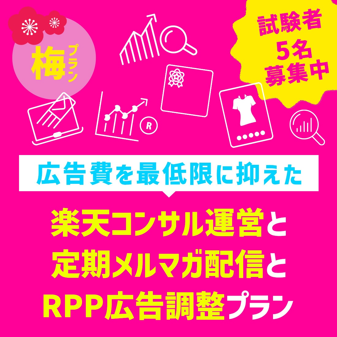 広告を抑えた楽天コンサルとメルマガ・RPP運用ます 0と５のつく日のメール配信とRPP広告運用とSEO対策も！ イメージ1