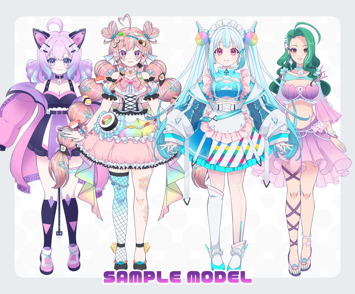明るく可愛い高品質デザインVTuberを制作します デザインからモデリングまで・プロ歴10年以上のイラストで制作 イメージ4
