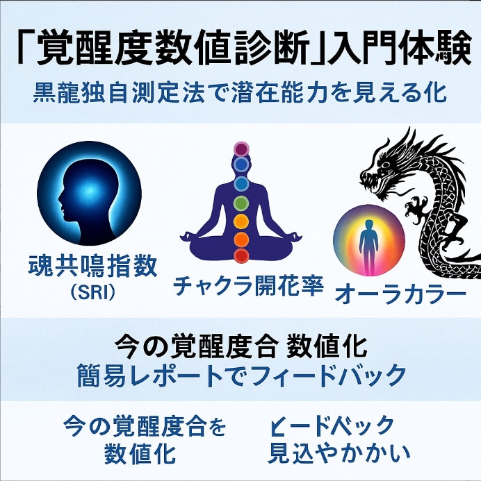 黒龍魂共鳴スキャンで覚醒度数値化レポート作成します 覚醒度数値診断入門体験　黒龍独自測定法で潜在能力を見える化 イメージ7