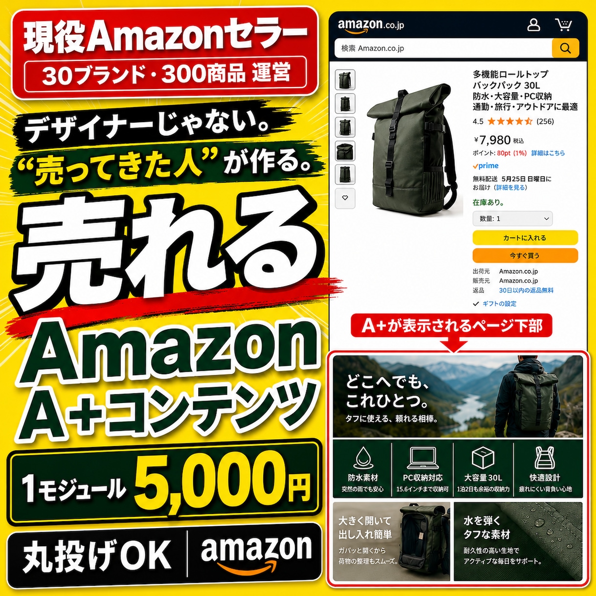 Amazon専門｜現役セラーが売れるA+作ります 30ブランド・300商品｜実践者が構成から設計するA+ イメージ1