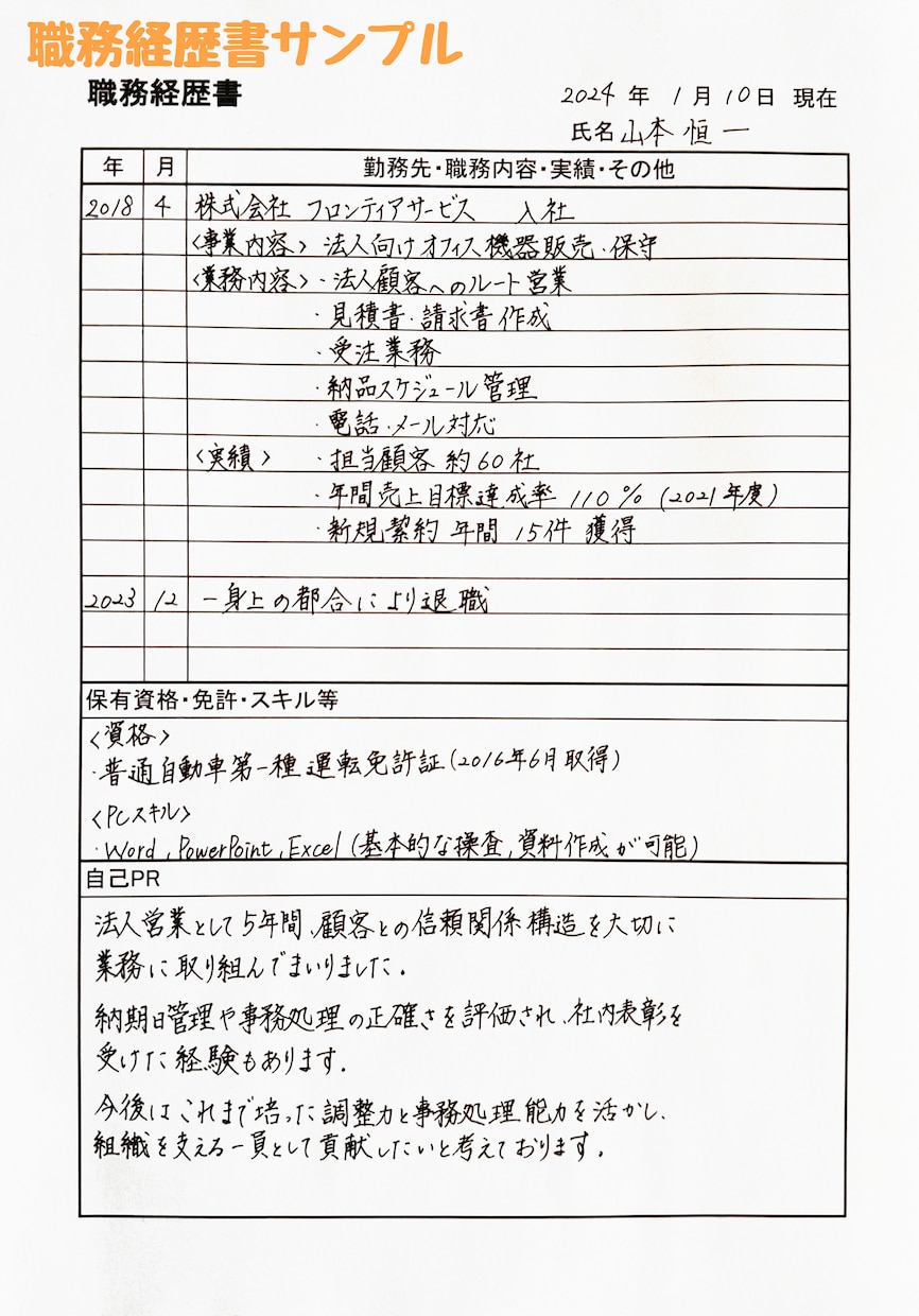 履歴書・職務経歴書を丁寧に代筆します 【セット割あり】書道師範が履歴書・職務経歴書を清書します！ イメージ4