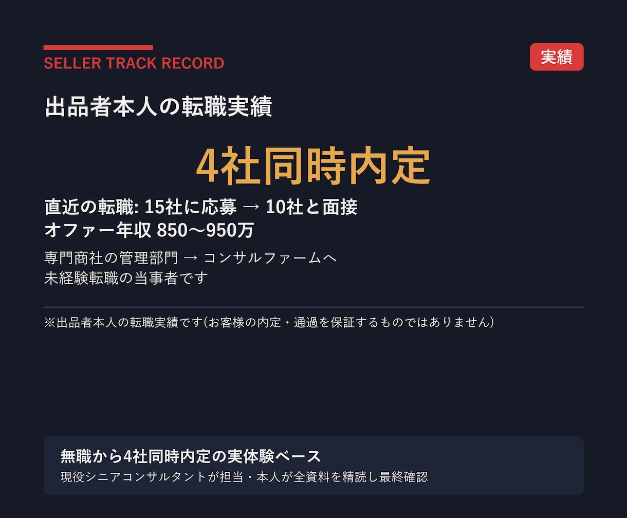 転職の職務経歴書と面接の弱点を診断します 4社同時内定の現役コンサルが落ちる原因を特定します イメージ4