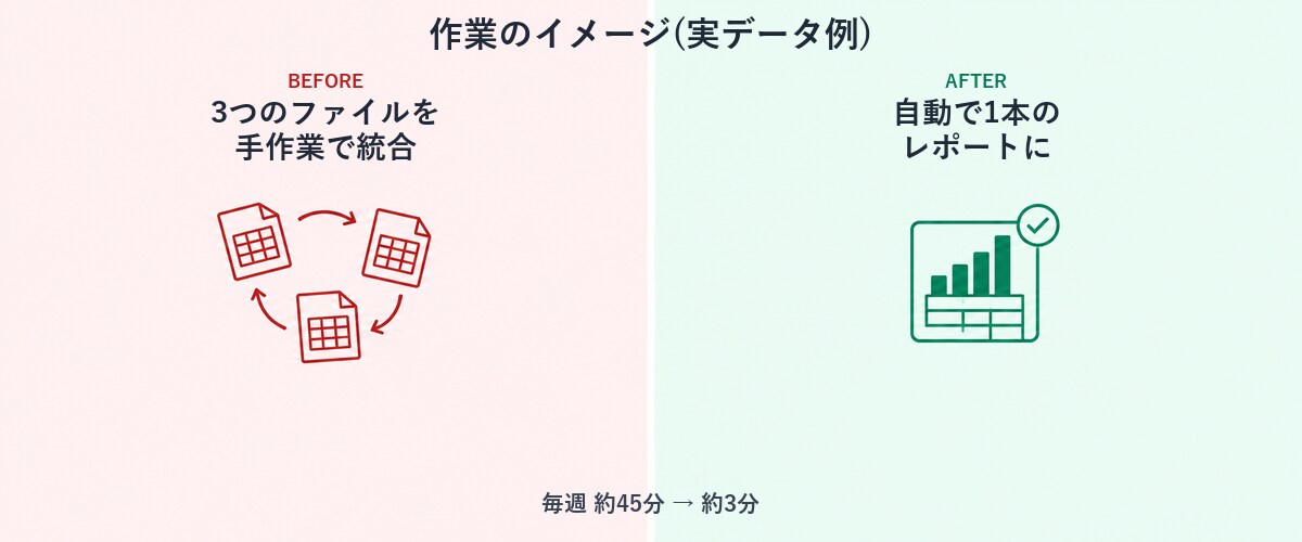 Excelの繰り返し作業を1つ自動化しますます 毎回同じ転記・集計を、ボタン1つで終わらせます イメージ2