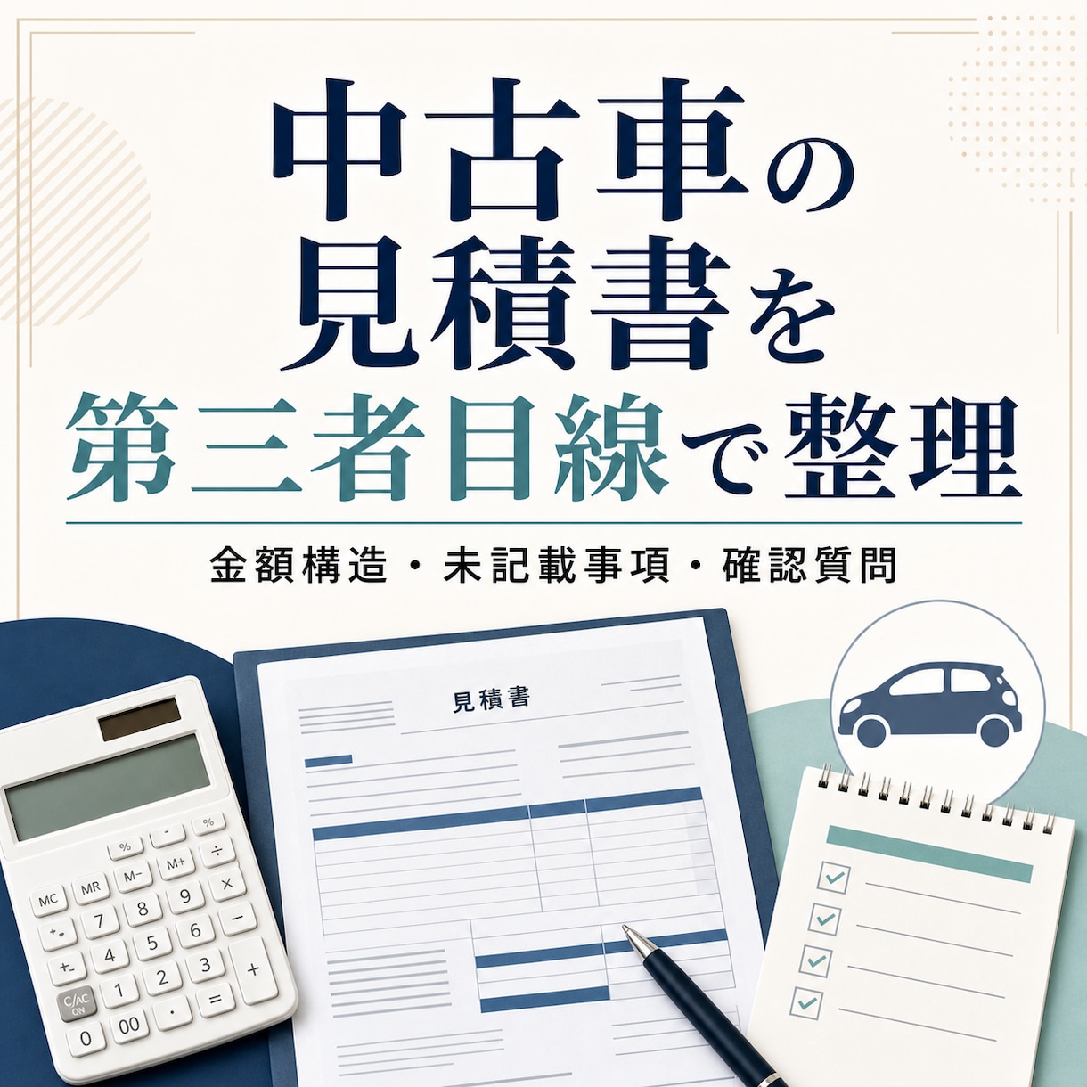 中古車の見積書を第三者目線で整理します 金額構造と未記載事項、確認質問を1枚に整理 イメージ1