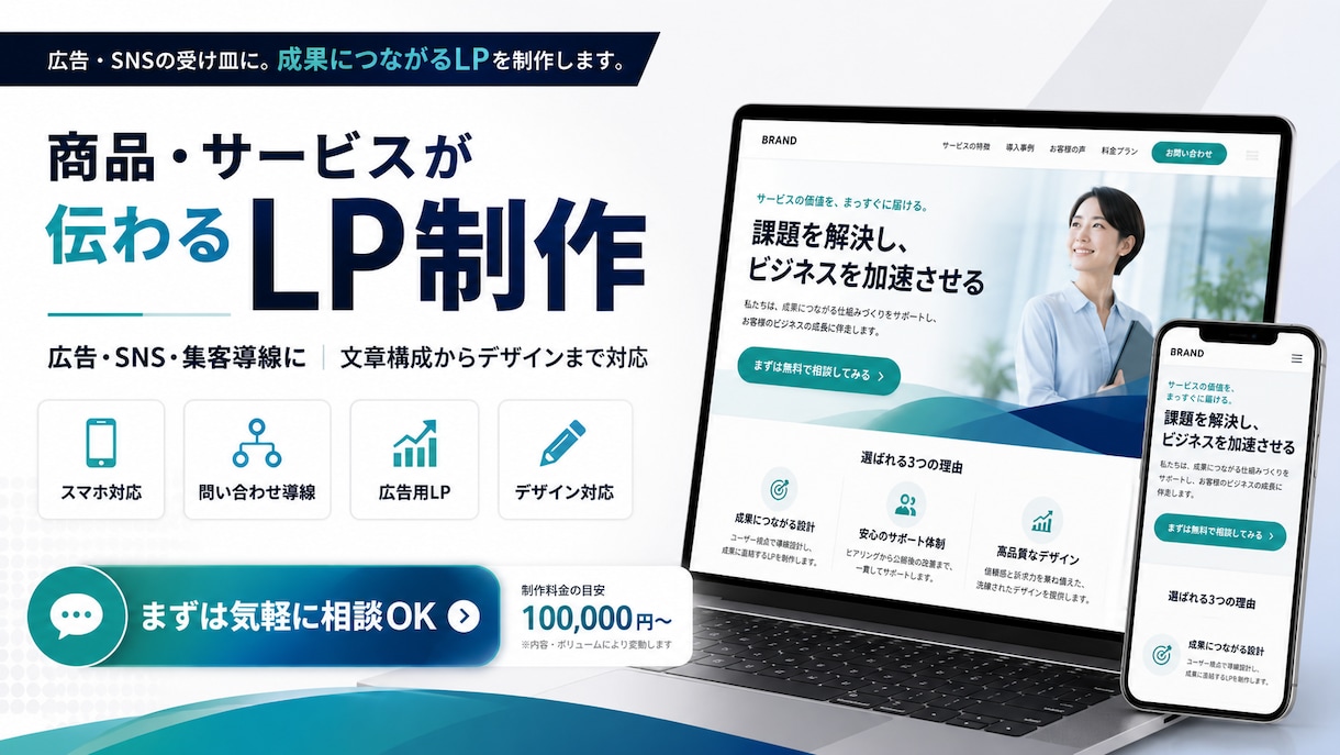 商品・サービスが伝わるLPを制作します 広告・SNS・集客導線に｜文章構成からデザインまで対応 イメージ1