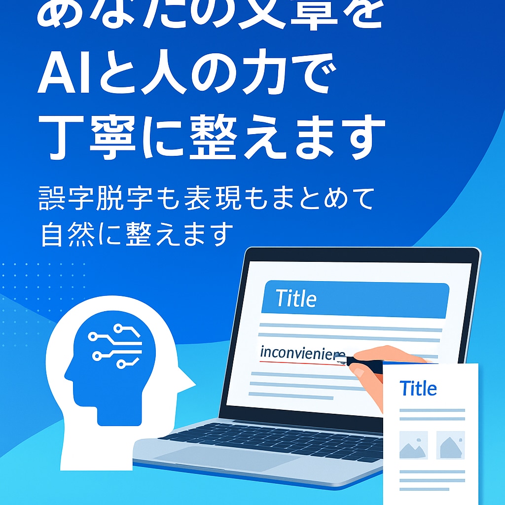 あなたの文章をAIと人の力で丁寧に整えます 誤字脱字も表現もまとめて自然に整えます イメージ1