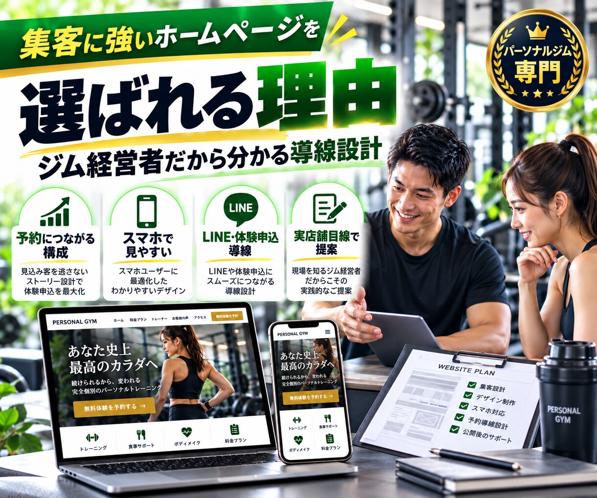 パーソナルジム専門のHPを制作します ジム経営者が予約につながるHPを制作 イメージ4
