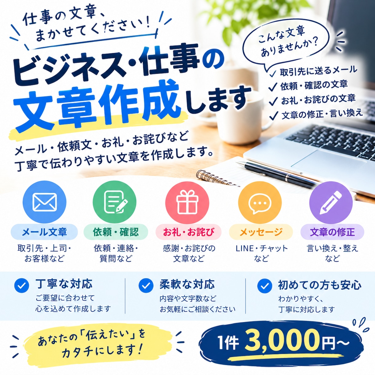 ビジネスや仕事の文章を制作します メッセージや依頼文など丁寧に制作します イメージ1