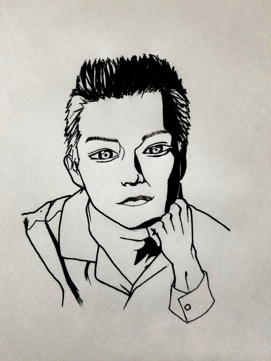 ボールペンで似顔絵(モノクロ)を描きます アイコンに、カードに、シンプルな似顔絵を イメージ2