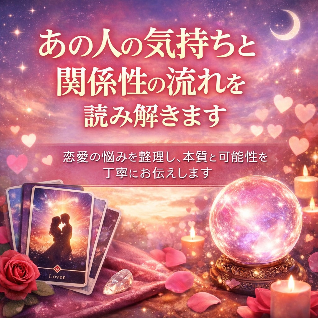 あの人の気持ちと関係性の流れを読み解きます 恋愛の悩みを整理し、関係の本質とこれからの流れを読み解きます イメージ1