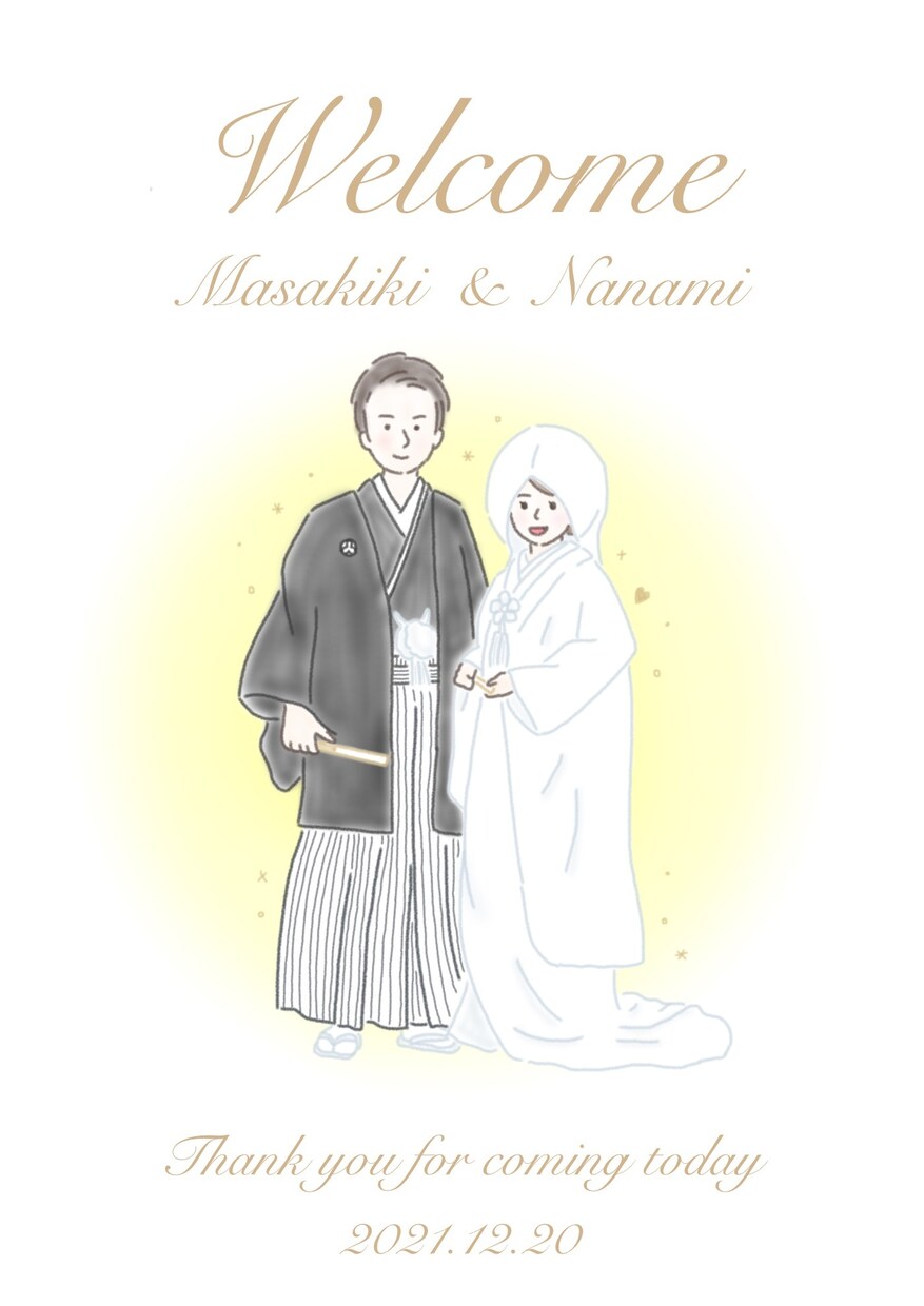 料金一律＊ウェルカムボード作成します ふんわり優しいタッチで似顔絵を描かかせていただきます♪ イメージ2