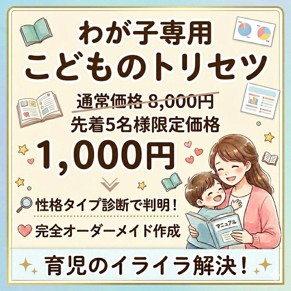 こどものトリセツ｜お子さんの性質診断します オーダーメイドのトリセツで、接し方のヒントをお伝えします イメージ2
