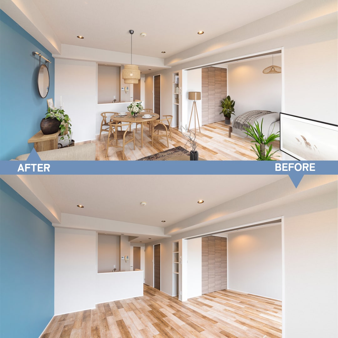 空室写真をインテリアのある部屋にスピード変身します 物件売却を検討の方、不動産業者の方におすすめします！ イメージ1