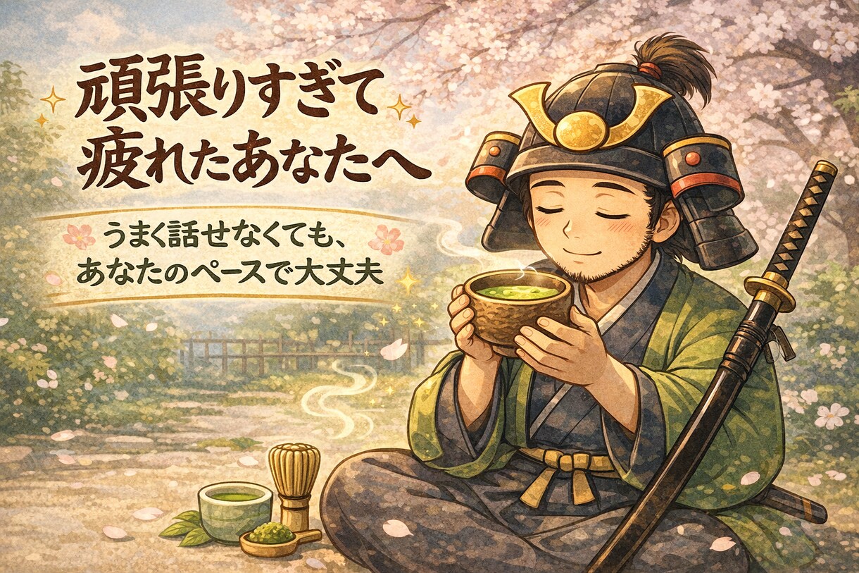 今日は戦わなくてよい時間をつくります 抹茶を飲むように、ゆっくりあなたのお話を聞くでござる イメージ1