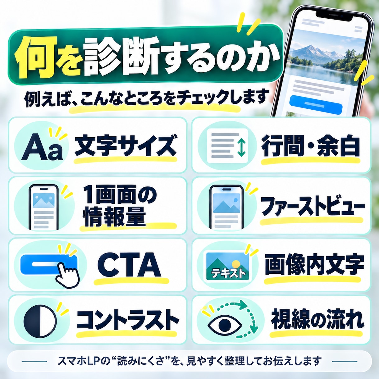 スマホLPの見づらさ・読みにくさを診断します 文字サイズ・余白・CTAをプロ目線でチェック イメージ2