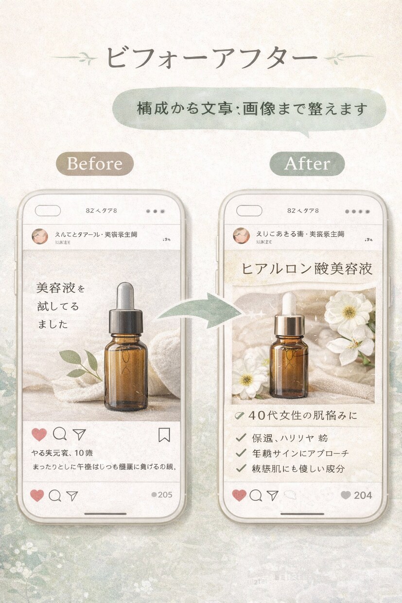 投稿構成・文章を整え、SNS投稿代行.画像編集ます SNS投稿代行も可能です。保存されやすい構成に整えます イメージ2