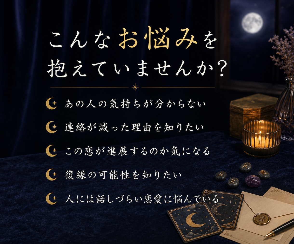 あの人の気持ちと2人の未来を丁寧に占います 片思い・復縁・秘めた恋愛に｜タロットとルーンで丁寧に鑑定 イメージ2