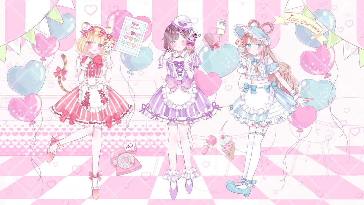 商用利用込❁⃘ふんわり可愛いイラスト描きます 無料であなただけのカワイイ衣装デザインします（ご希望者のみ) イメージ5