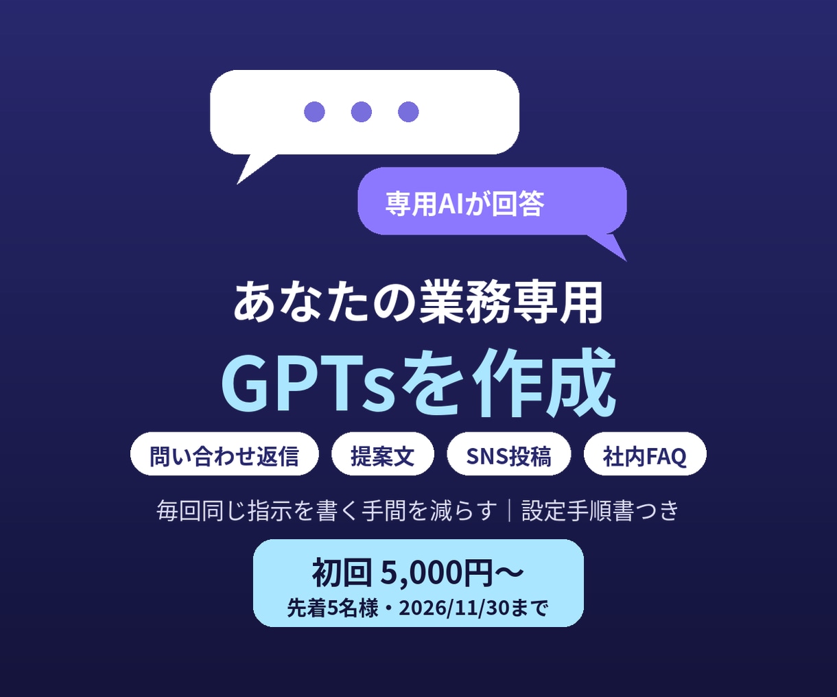 業務専用GPTsを設計し手順書付きで納品します 毎回の指示書きを減らす｜指示文・知識・テスト付き イメージ1