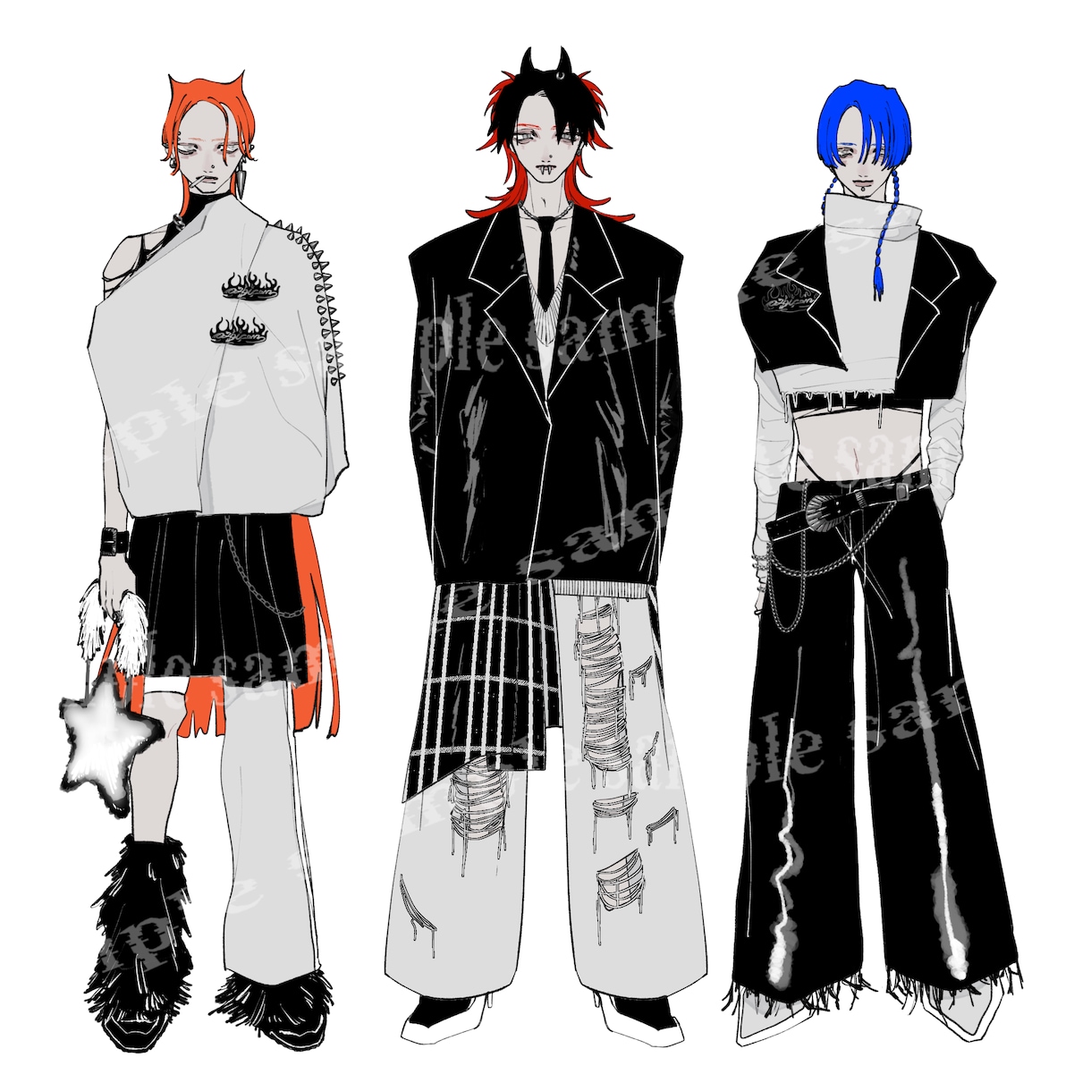y2kなどお洒落なイラストお描きします お洋服やアクセサリー、メイクなどの描き込みが得意です。 イメージ4