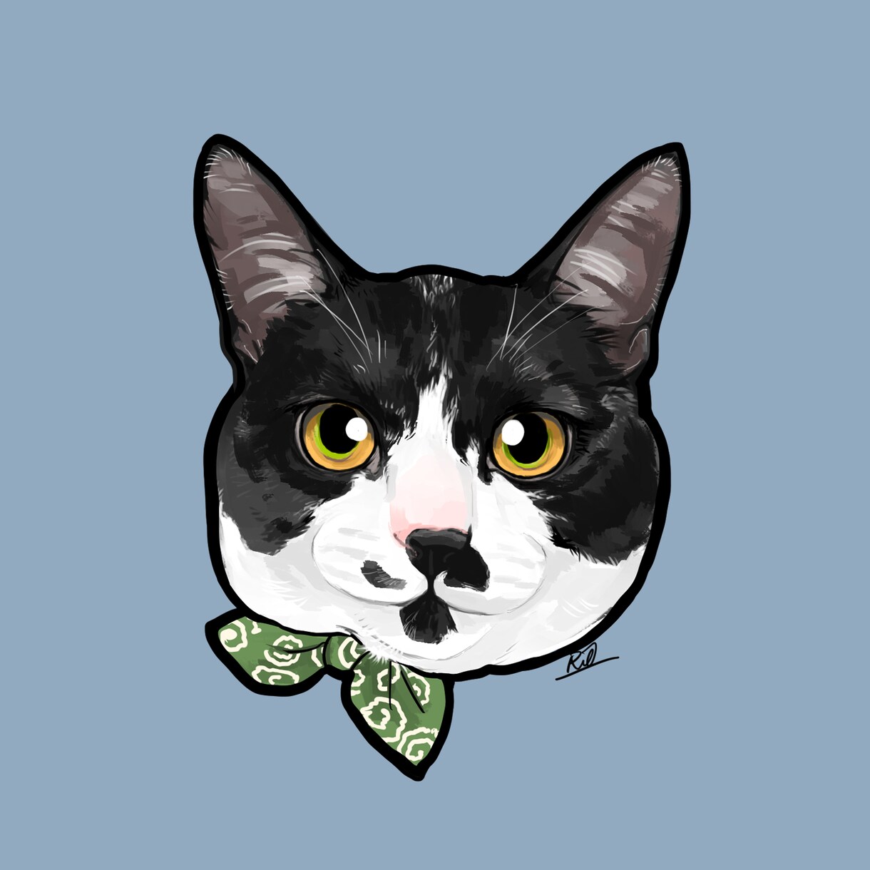 SNSアイコン★手書き感あるペットの似顔絵かきます イラストをさらにステッカーに加工する事も可能です イメージ6